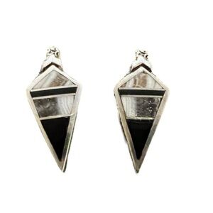 Vintage Navajo Inlaid sterling silver earrings. Signed